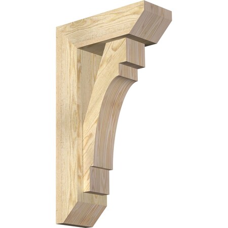 Ekena Millwork Merced Slat Rough Sawn Bracket w/ Offset Brace, Douglas Fir, 6"W x 16"D x 28"H BKT0604X16X28MRC06RDF